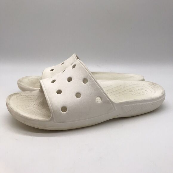 Iconic Crocs Comfort White Sandals Classic Slide Unisex M6  W8 Waterproof Shower - Picture 1 of 11